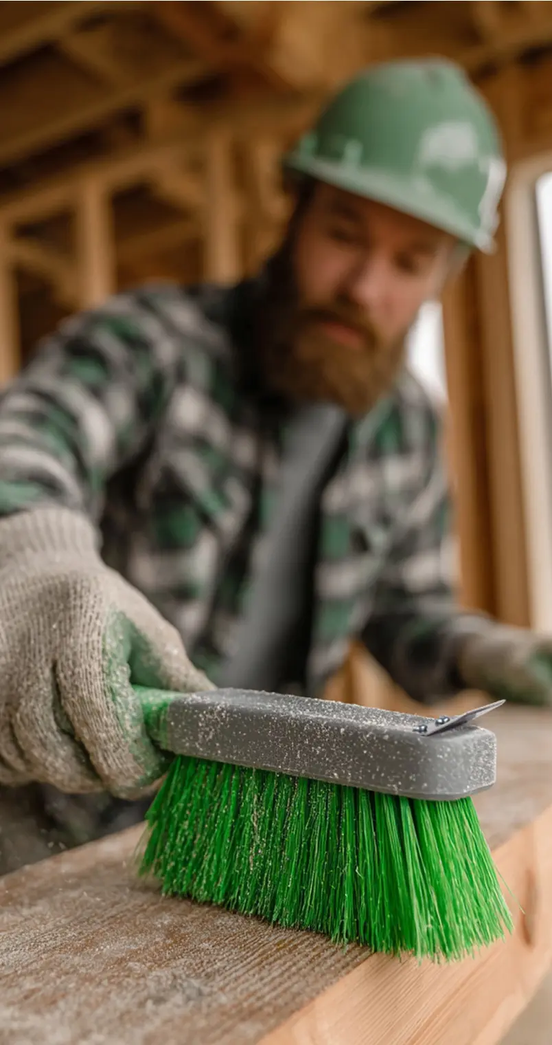 A man using a brush on a piece of wood